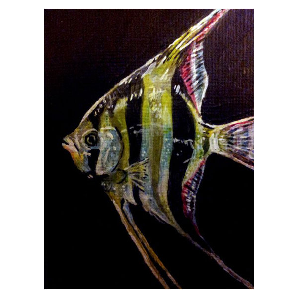 Hand painted art card featuring an Angel fish