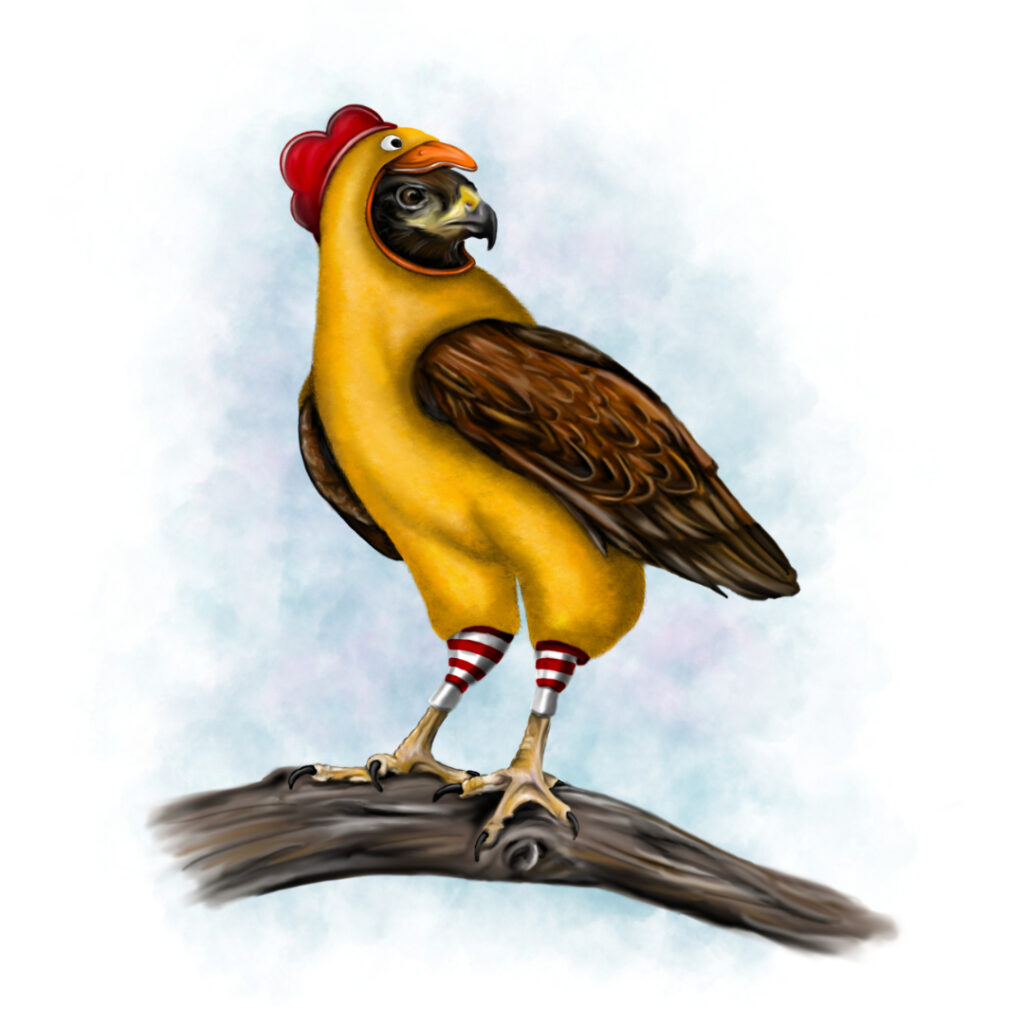 Illustrated character art print featuring a chicken hawk.