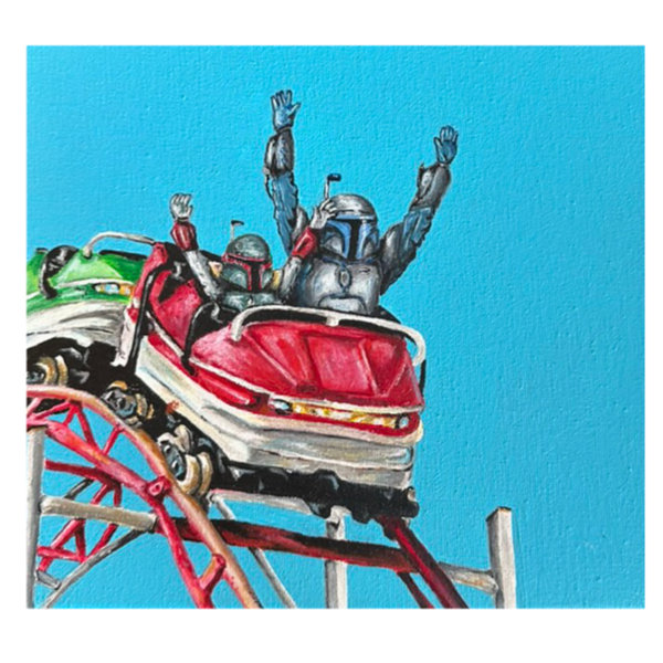 Hand painted acrylic piece featuring famous sci fi characters