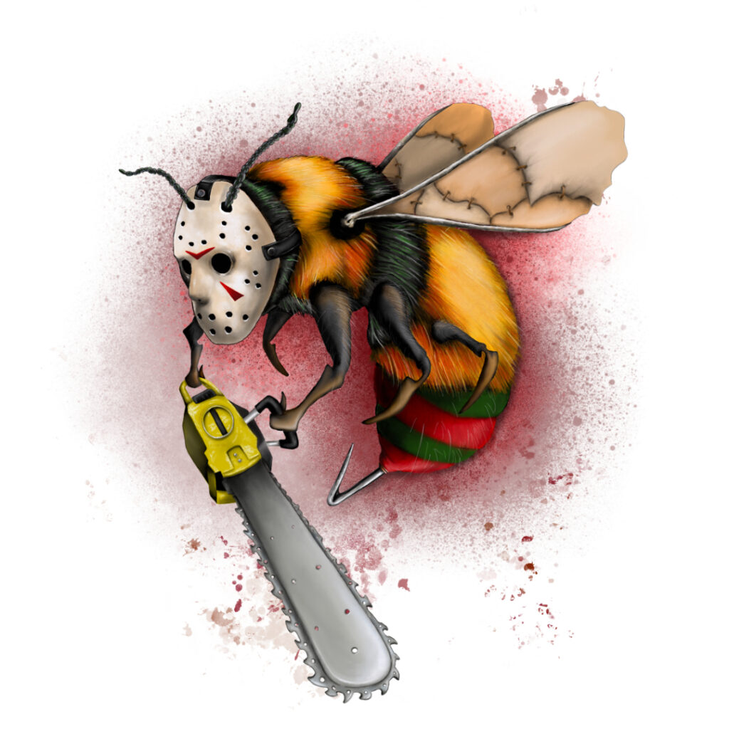 Illustrated character art print featuring a Killer Bee