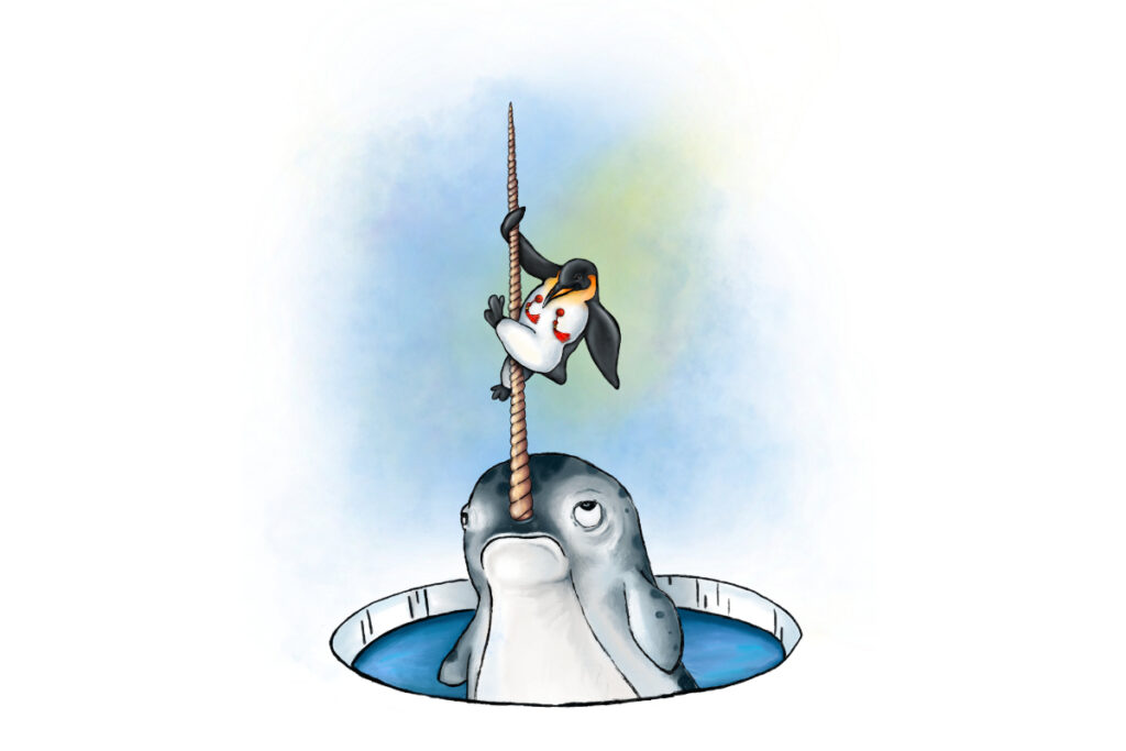 Illustration from the Disappointing Noah series depicting an animal engaged in inappropriate behavior.