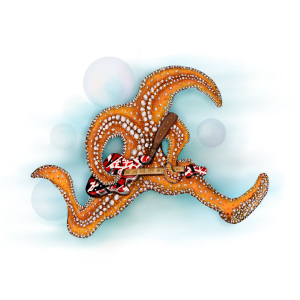 Illustrated character art print featuring a playful starfish.